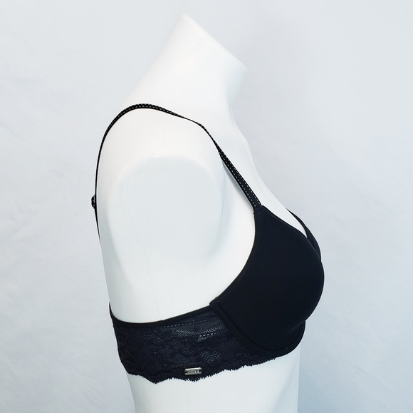 Chantelle Rive Gauche Spacer-Cup T-back Bra Black Lace 32C - Picture 6 of 11